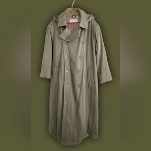 90s vintage Giorgio Armani double-breasted trench coat. Cotton/wool. Green